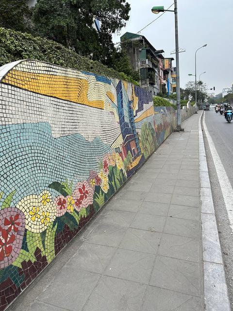 Ceramic mosaic mural road