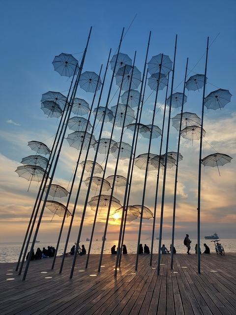 "The Umbrellas" sculpture, by Zogolopoulos